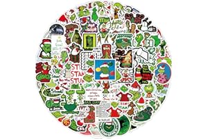 FAMNAER 100PCs Grinch Stickers, Aesthetic Vinyl Christmas Stickers and Decals, Cute Cool Laptop Water Bottle Stickers, Stickers for Hydro Flask, Car, Planner, Skateboard, Stickers for Kids, Toddlers, Adults, Gifts Stickers[Grin100]