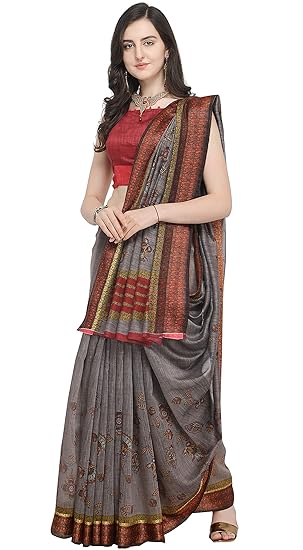 linen with blouse piece Saree