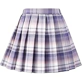 birbyrrly Girls Pleated Skirt with Shorts – Plaid Tennis Skorts & Solid School Uniform Skirts for Toddler/Big Kids (2T-14Y)