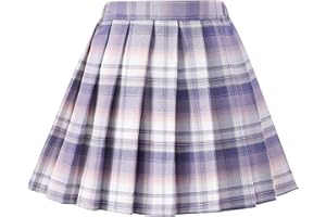 BIRBYRRLY Girls' Pleated Plaid Mini Skirt with Shorts Girl Uniform School Tennis Skater Skirts Skort 2T-14Y