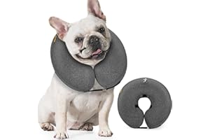WONDAY Dog Cones for Small Medium Large Dogs, Soft Cone for Dogs After Surgery Inflatable Dog Cone Alternative Recovery Donut Collar (Grey, M-Neck:11"-14")