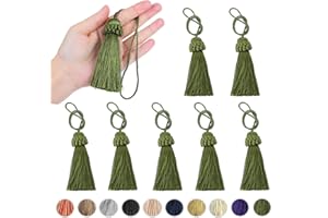 Fenghuangwu 8PCS Tassel Key Colorful Tassel for Cord Loop,Elegant Handmade DIY Craft Accessory Home Decoration (Green)
