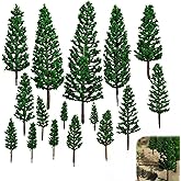 Miniature Accessories – 16-Piece Mixed-Size Green Pine Tree Model Set for DIY Scenery, Cake Toppers, Fairy Gardens, Sand Tabl