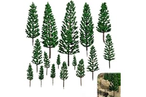 Miniature Accessories – 16-Piece Mixed-Size Green Pine Tree Model Set for DIY Scenery, Cake Toppers, Fairy Gardens, Sand Tabl