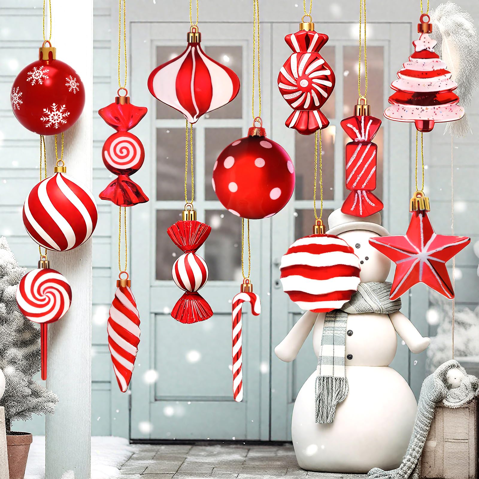 Photo 1 of **PAPER**Halloscume 24 Pieces 11 Inch Large Christmas Candy Ornaments Outdoor Christmas Hanging Candy Cane Shaped Decorations for Outdoor Indoor Xmas Holiday Party Decorations