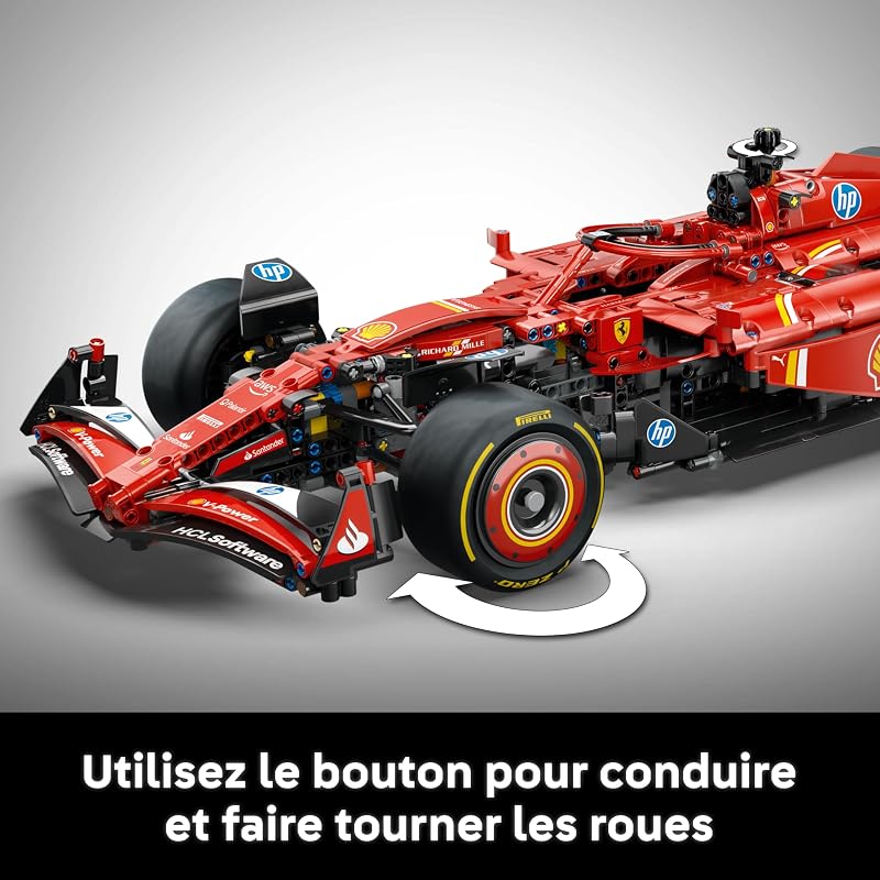 Technic F1 Ferrari SF-24 - Maquette de Voiture de Course Collector à Échelle 1/8 - Décoration - Inclut Moteur V6, Boîte de Vitesses, DRS et Volant - Idée de Cadeau pour Adulte et Adolescent 42207