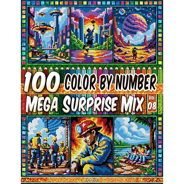 100 Color by Number - Mega Surprise Mix - Vol. 01: 100 Designs in