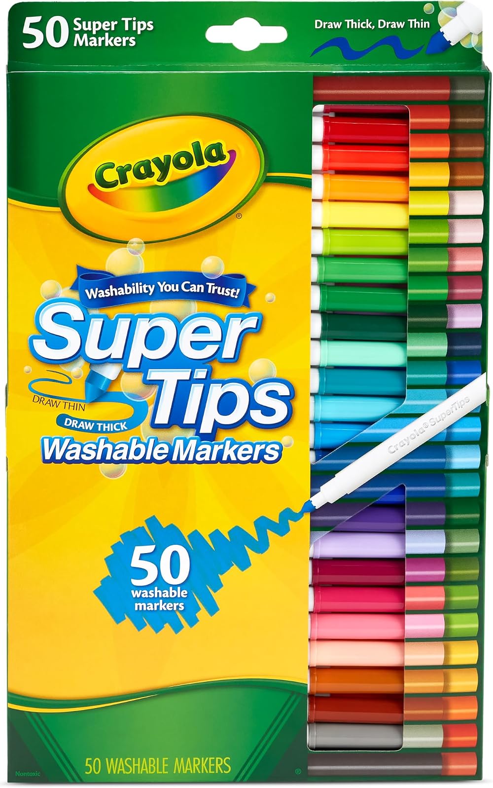 CRAYOLA SuperTips Washable Markers 50 Pack Assorted Colours Felt Tip Kids 3+