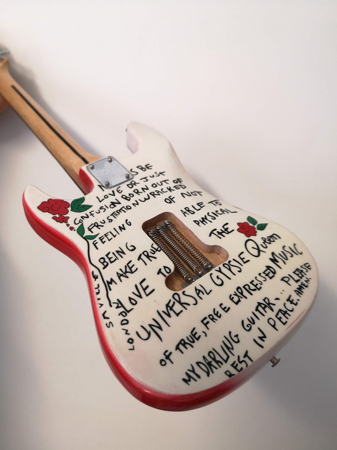 Jimi Hendrix: Monterey, Miniature Guitar Replica, Music Gifts, Handmade Ornamental ¼ Scale, Includes a Display Box - Image 4