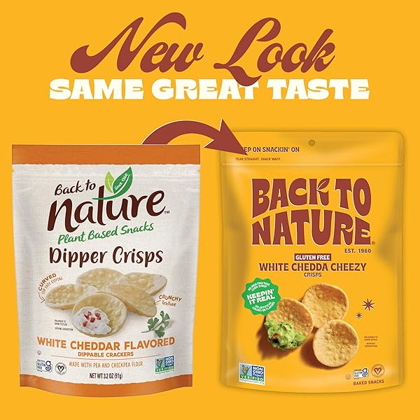 BACK TO NATURE GLUTEN FREE CRACKERS, WHITE CHEDDA CHEEZY CRISPS – VEGAN, NON-GMO, CRACKERS FOR DIPPING – SERIOUSLY TASTY SNACKS, 3.2 OUNCE​