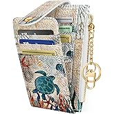 Miss Adola Cute Card Wallet Women - Small Wallets with Keychain Turtles RFID Credit Cardholder Aesthetic Fashion Design Coin Purse for Female Ladies Teen Girls
