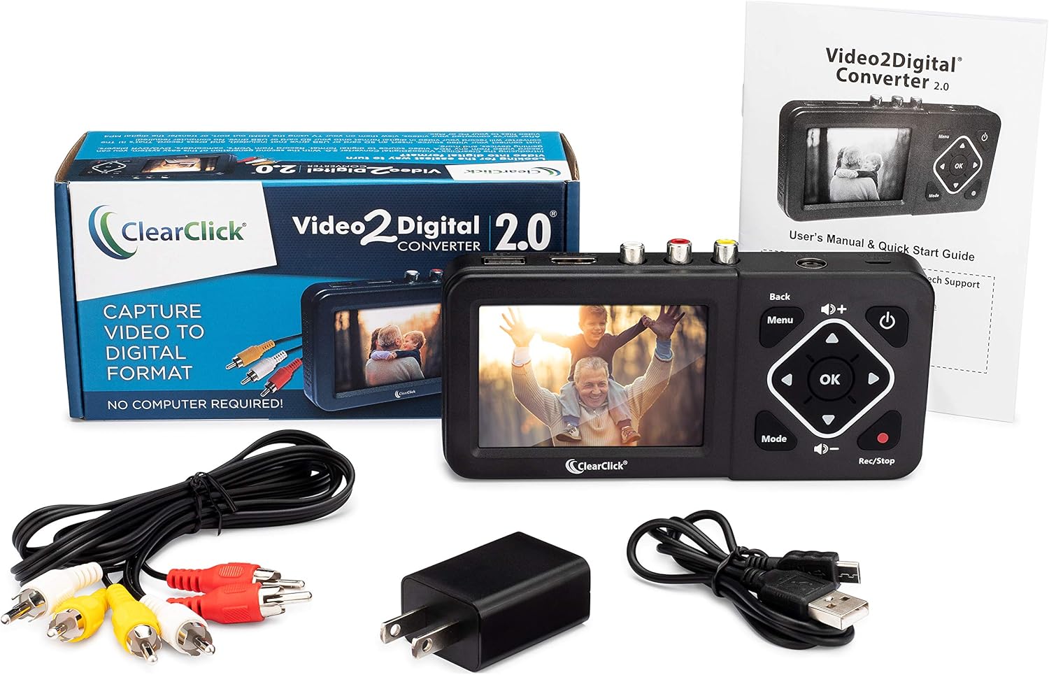 ClearClick Video to Digital Converter 2.0 (Second Generation) - Record Video from VCR's, VHS Tapes, AV, RCA, Hi8, Camcorder, DVD, Gaming Systems: Home Audio & Theater