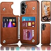 DJDUCK Designed for Samsung Galaxy S25 FE Case Wallet with Card Holder, [Magnetic Clasp Cover] [RFID Blocking Leather Protection] Shockproof Women Men Cases for Samsung S25 FE Light Brown