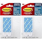 Command Water-Resistant Adhesive Refill Strips, Large (Pack of 16) &ndash; Damage-Free Hanging for Bathroom Hooks &amp; Shower Caddies in Humid Areas, No Tools Needed, Holds 5 lb