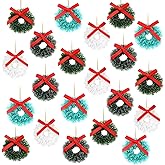 AUGSUN 36 Pcs Mini Christmas Wreaths, 1.26 Inch Artificial Tiny Wreath Christmas Tree Hanging Miniature Ornaments for Dollhouse Decor Xmas Holiday DIY Crafts