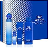 Perry Ellis 360 Very Blue 4 Pieces Gift Set for Men, (3.4 Ounce Eau de Toilette Spray + 6.8 Ounce Body Spray + 3.0 Ounce Shower Gel + 0.25 Ounce Eau de Toilette Spray)