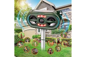 ENERJARY Ultrasonic Animal Repellent Solar Powered,Cat Repellent Outdoor,2024 Animal Deterrent Devices Outdoor with Motion Sensor & Flashing Light,Deer Repellent Devices for Repelling Squirrels,Raccoon,Skunk