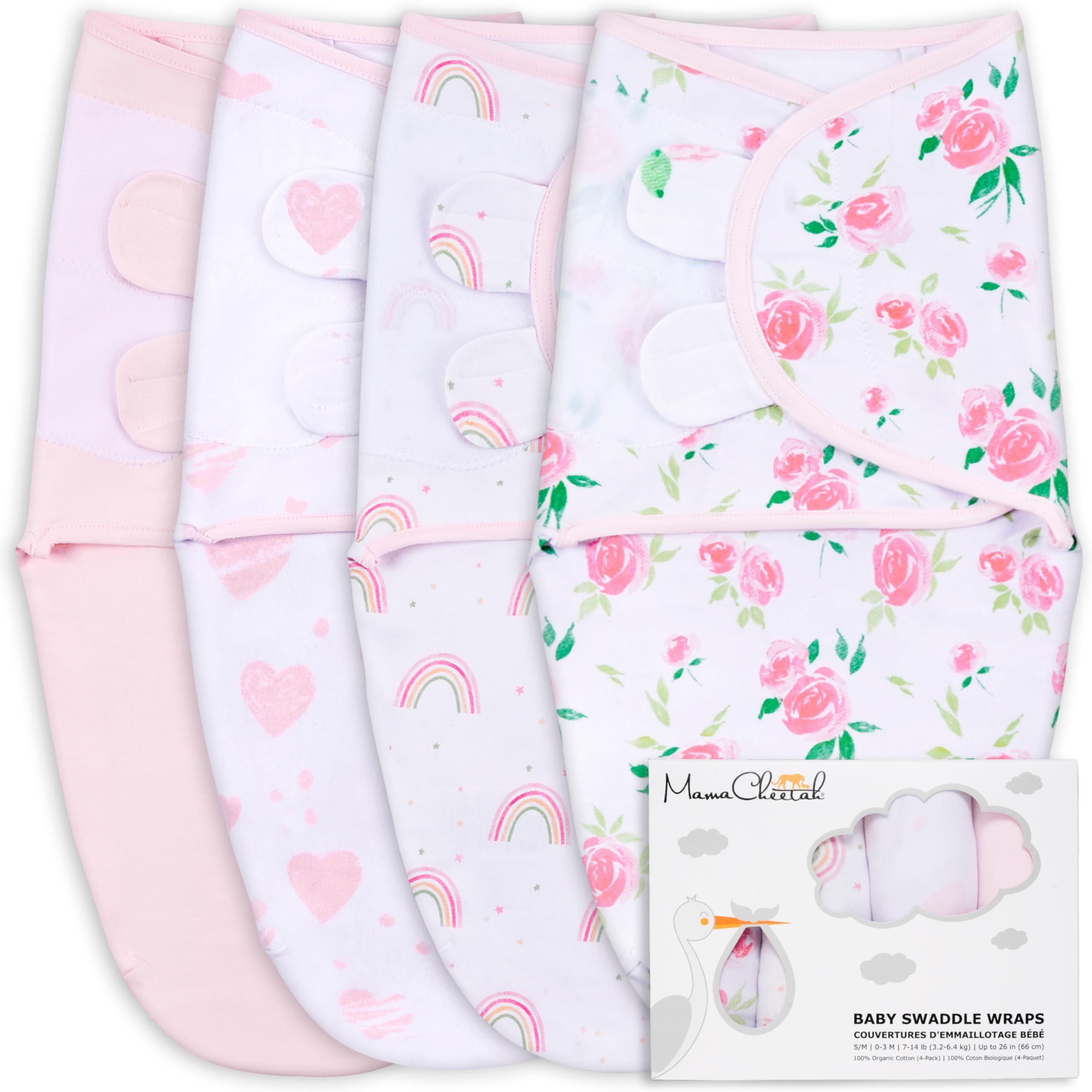 Mama Cheetah Baby Swaddle Sack, Organic Swaddle Blanket, Newborn Swaddling Sleep Sacks, Adjustable Infant Blanket Wrap, Easy Swaddles for Boy Girl 0-3 Month