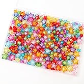 HSONAIGEE 350 Pieces Acrylic Star Beads Assorted Colors 3 Sizes Star Bead in Bead for Bracelets Jewelry Craft Making DIY Necklace Keychain Phone Charms