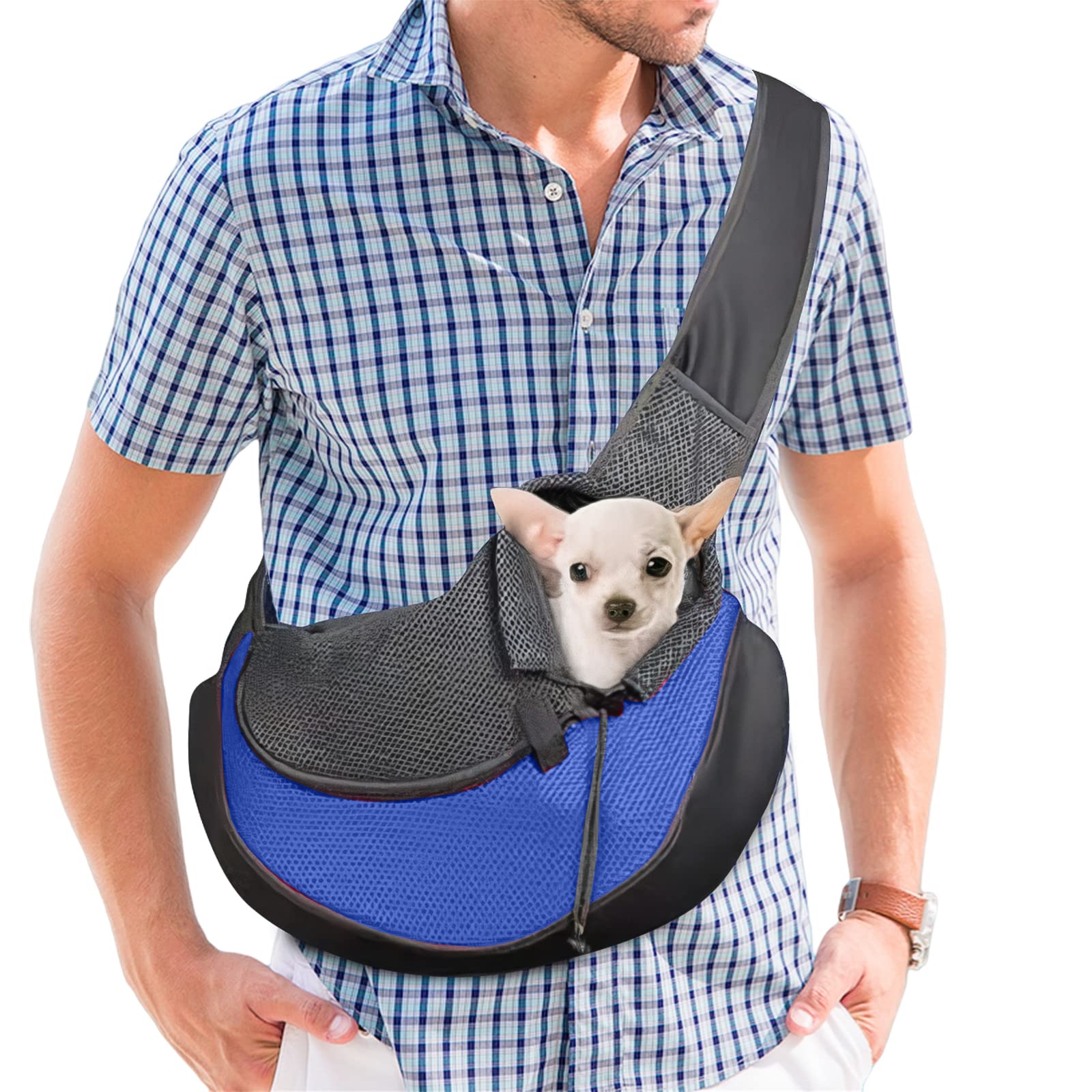 PETCUTE Dog Sling Carrier Pet Sling Carrier for small Dogs travel bag Mesh Shoulder Carry Bag Hands-Free pet Travel Bag