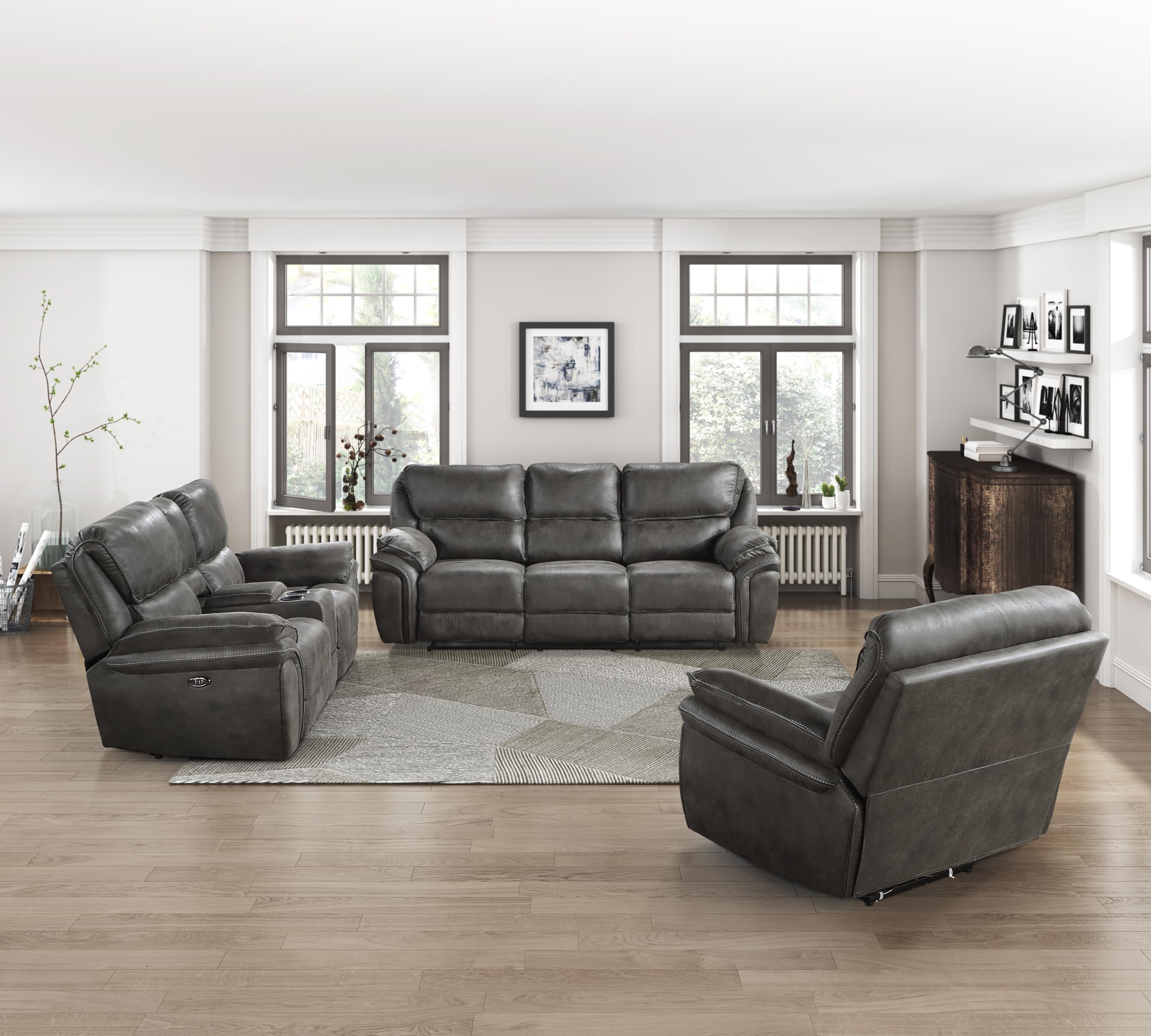 Photo 1 of *USED*
Lexicon Dorritt Power Reclining Living Room Sofa Set, 3-Piece, Gray