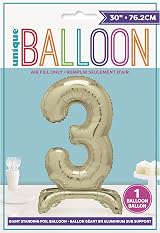 Unique Gold Standing Number 3 Foil Balloon 30in Inflate with Air Only view 2