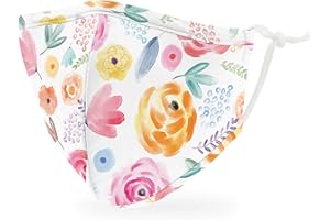 WEDDINGSTAR 3-Ply Kid's Washable Cloth Face Mask Reusable and Adjustable with Filter Pocket