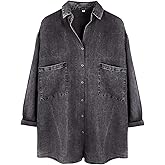 Yimoon Womens Denim Shirt Chambray Blue Button Down Jean Shirts Denim Tencel 3/4 Sleeve Tops