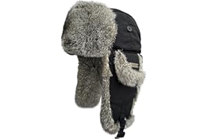 IFURHATAL Winter Trapper Hat for Men Women 100% Real Rabbit Fur Russian Fur Winter Ushanka Hat Men Aviator Hat Mens Trapper Hat