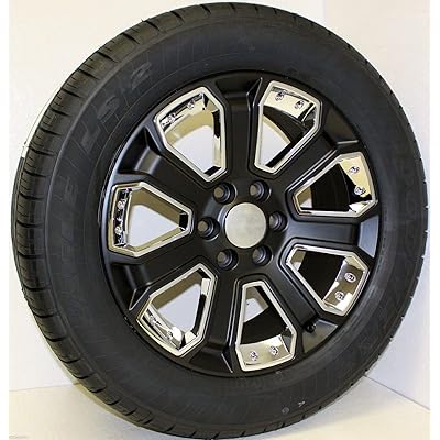 Buy Satin Black With Chrome Insert Replica Rims With 275 55r Tires Wheels Includes Tpms Sensors 24 Polished Stainless Lug Nuts For 01 18 Chevy Silverado Tahoe Suburban Gmc Sierra Yukon Set Online