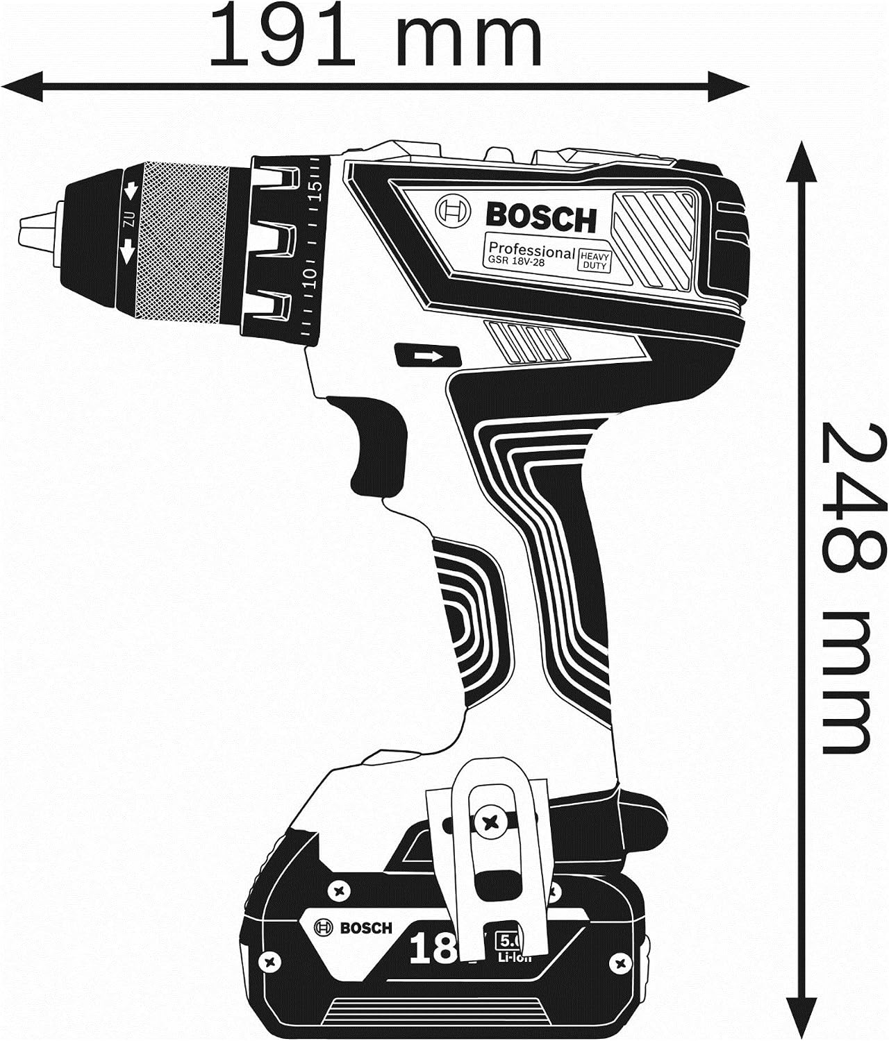 Bosch Professional 18V System Cordless Drill Driver GSR 18V-28 (max. torque (soft/hard): 28/63 Nm, without battery/charger) - Image 4