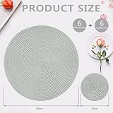 Homcomodar Round Woven Placemats with Coasters Set of 4 Grey 34cm view 2
