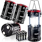 Vont LED Lantern Pro, Camping Lantern [4 Pack] 2X Brighter, Collapsible 360 Illumination w/ Red Light, Battery Powered/Operat