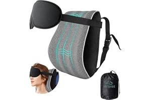 JefDiee Neck Pillows for Travel,Memory Foam Travel Neck Pillow with 3D Eye Mask,Travel Pillows for Sleeping Airplane-Prevents Head Forward,Airplane Pillow for Long Flight,Car,Train,Home,Office(Grey)