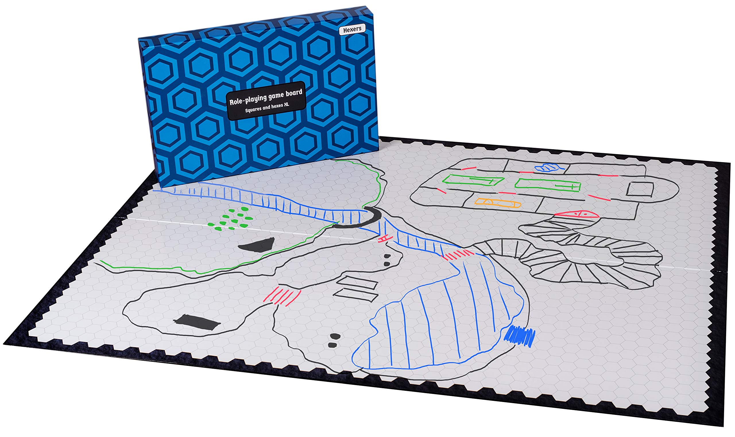 Hexers XL Role Playing Game Board: mat Alternative - Dungeons & Dragons DND Pathfinder RPG Compatible - 44''x34''- 1'' Squares & hexes - Foldable & Dry Erase