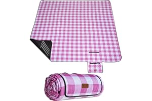 HX&OD Outdoor Picnic Blanket, Extra Large, 80''x60'' Waterproof Foldable Blankets Gingham Picnic Mat for Beach, Camping Grass Lawn Park Accessories Cute Couple Ideas Wedding (Pink, 80”x60”)