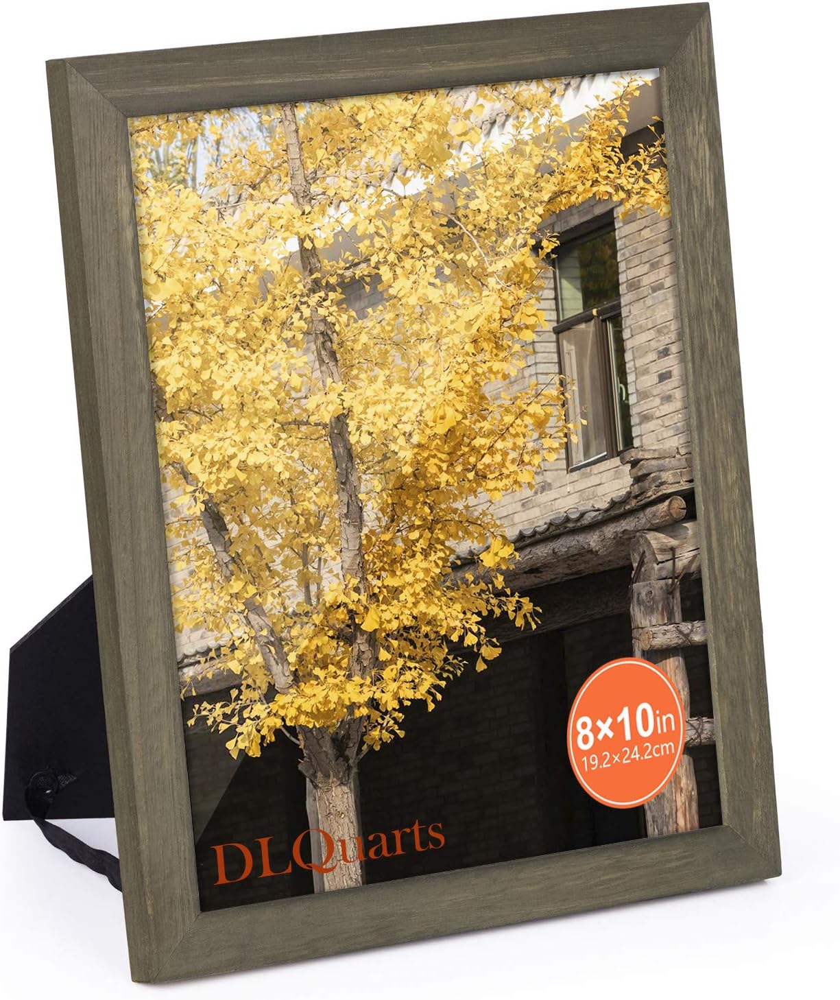 DLQuarts 8x10 Picture Frame, Wall Mount and Tabletop Photo Frame, Solid Wood, 5x7 with Mat or 8x10 Without Mat Weathered Green, Best Gift Choice