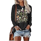 Boho Flower T Shirts for Women Floral Graphic Tees Nashville Music Long Sleeve Shirt Wildflower Causal Loose Tops Outfit