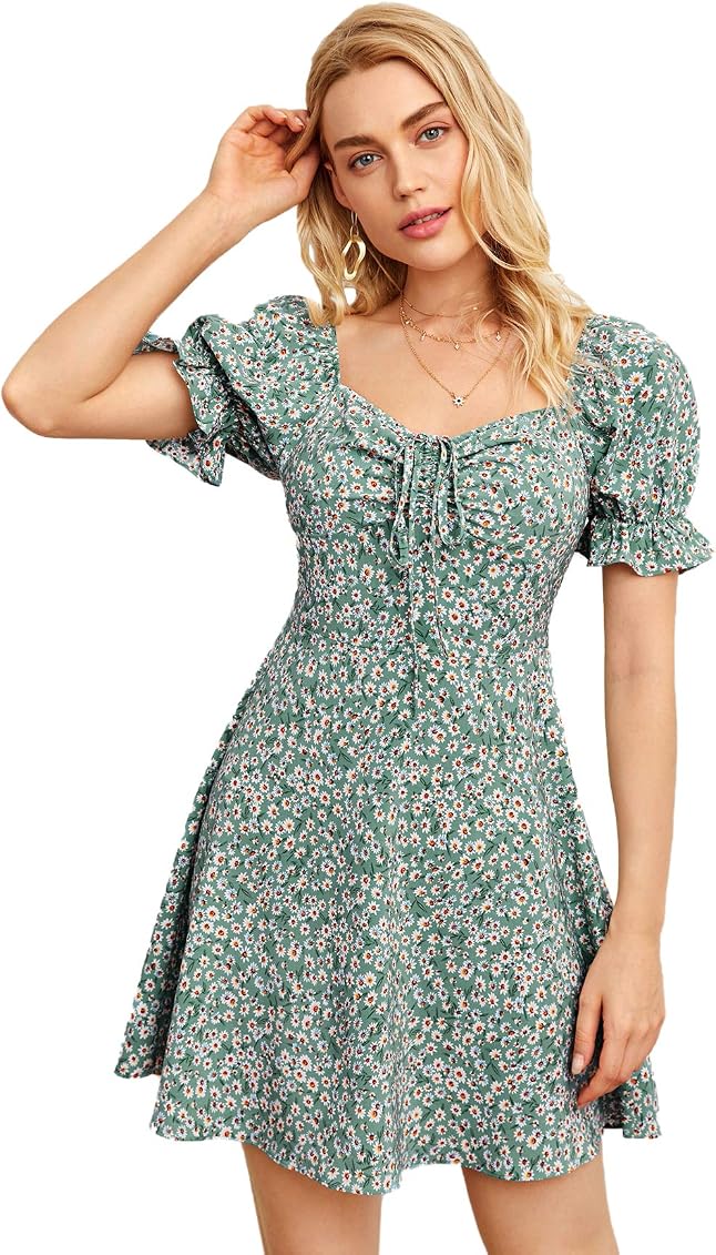 Amazon.com: Verdusa Women's Floral Puff 