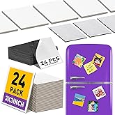 ESRICH 24 Pack 3x3IN Mini Magnetic Canvas Panels, Small Canvases for Painting for Oil, Watercolor, Acrylic Painting & DIY Crafts with 24PCS 3x3IN Square Flat Canvas Boards, 24PCS Soft Magnets