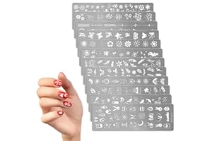 TESORRIO Nail Stamping Plate - Nail Art Plates with 12 Different Themes, Beautiful Christmas Art Design for Nails Stamps - Stylish Stamping Plates Set to Design Unique Nails for Women Girls