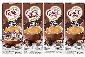 Nestle Coffee Mate Coffee Creamer, Cafe Mocha, Liquid Creamer Singles, Non Dairy, No Refrigeration, Box of 50 Singles (Pack of 4)