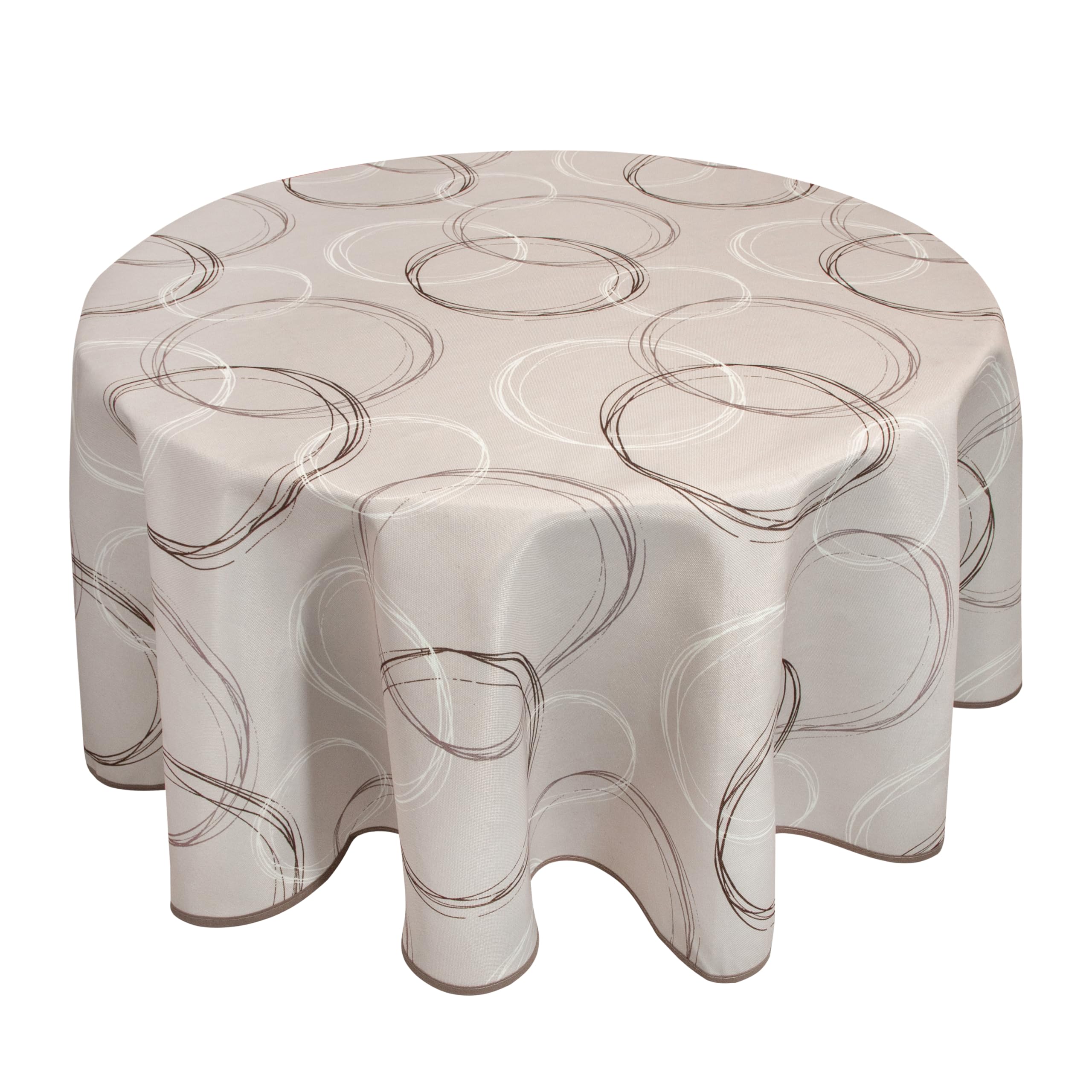 Valia Home® Tablecloth with Teflon coating suitable for indoor & outdoor use in 6 designs | Washable tablecloth is water & dirt repellent thanks to reliable lotus effect | Round 140 cm beige