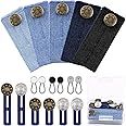 Glarks 17 Pack Waistband Extender Button Set, Pants Silicone Extender Buttons Elastic Metal Collar Extenders Jeans Waist Extenders for Men Women Neck Dress Shirts Trousers Slacks Button Extenders