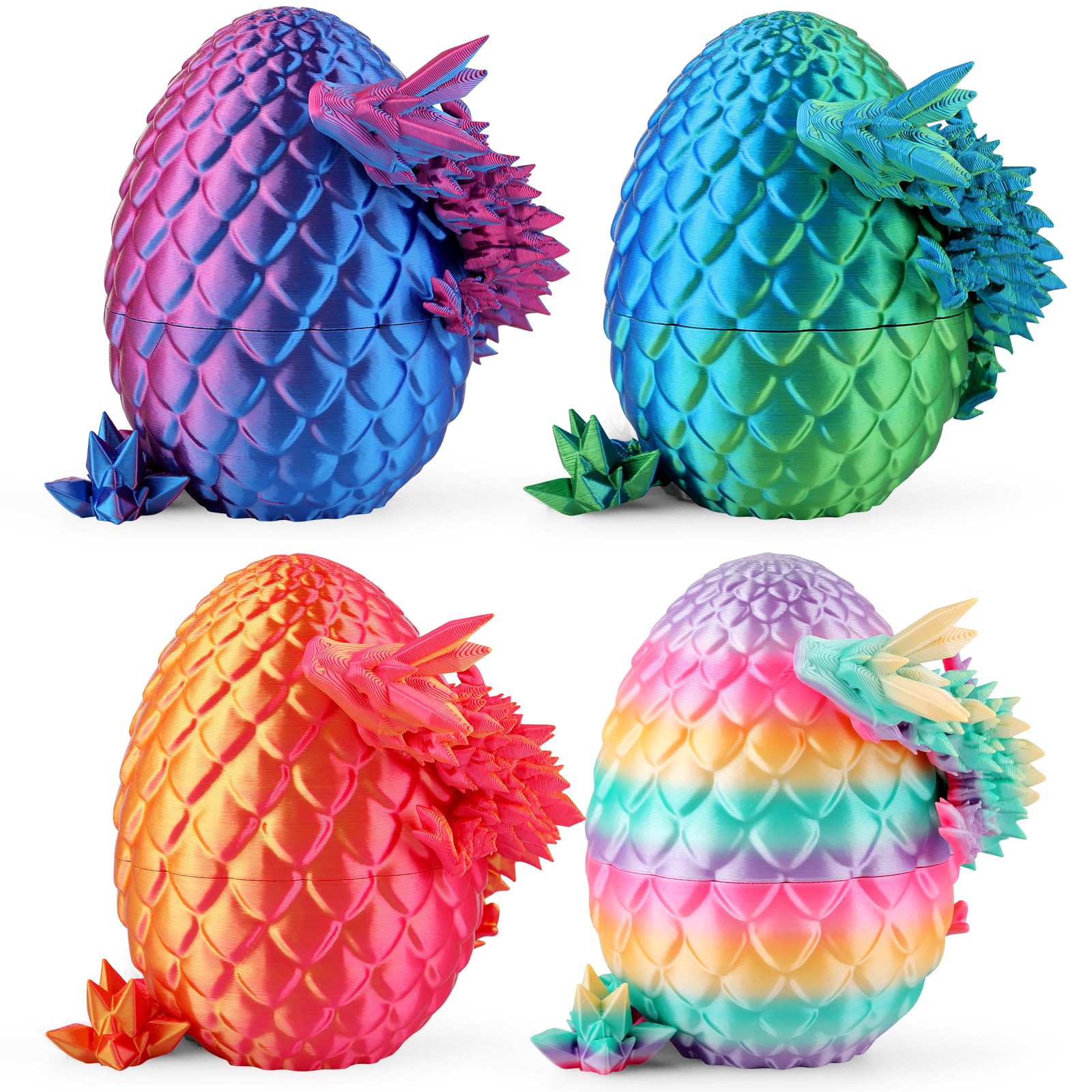 Photo 1 of ***MISSING PIECES*** Rapean 8" 3D Printed Dragon Eggs, Mystery Crystal Dragon Egg for Easter Basket Stuffers and Essentials, Unique Easter Toys & Decor, Fantasy Tabletop Decor for Kids & Collectors (4 Pack)