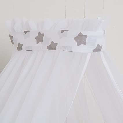 Puckdaddy Wiegenset'Punkte/Sterne weiß' für alle Wiegen (Nestchen, Bettwäsche, Betthimmel, Kisen, Deckchen)