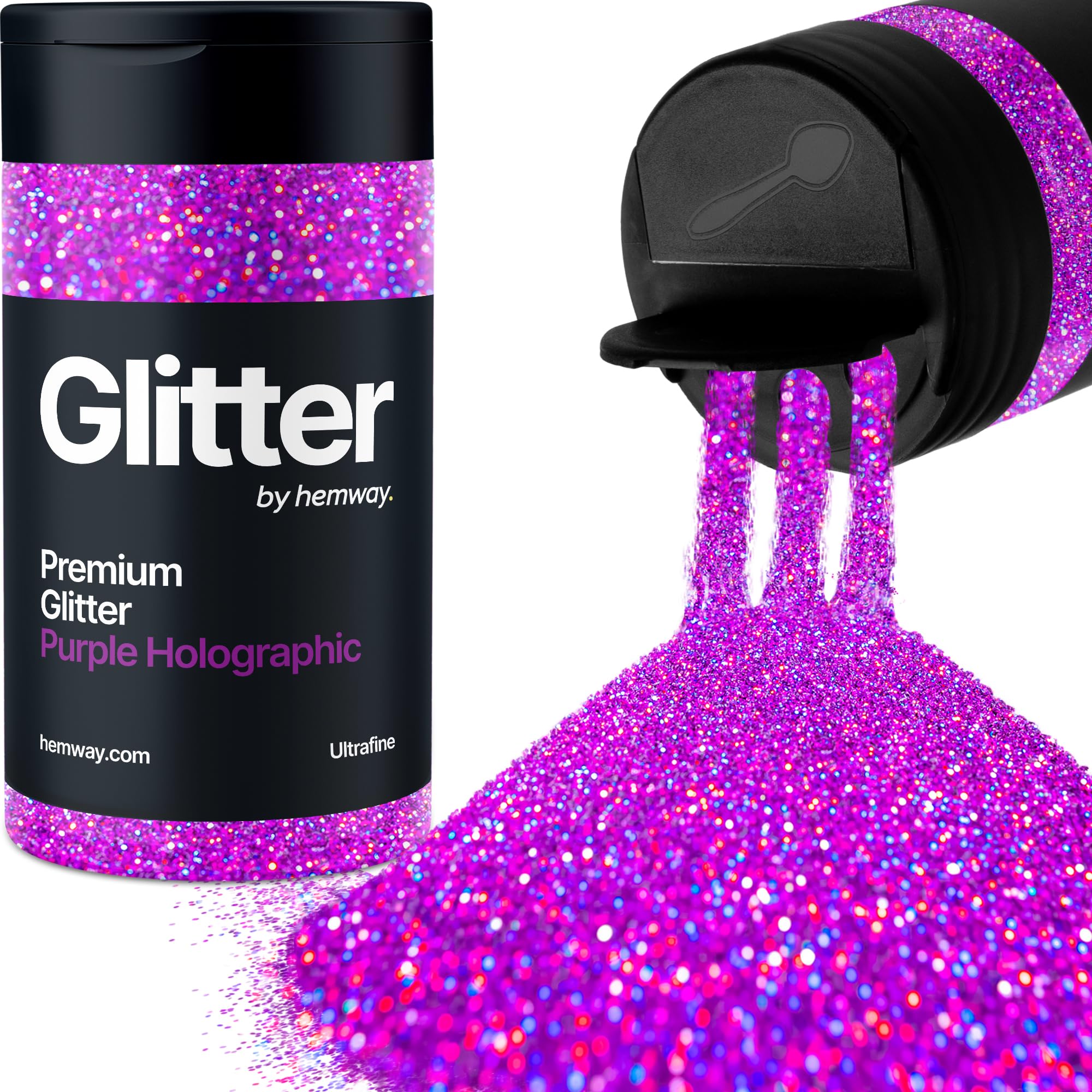 Holographic Purple Glitter Shaker, 130g Ultrafine Glitter, Crafts 1/128" Metallic Flake Purple Sequins, Resin & Epoxy Crafts, Decorating, Halloween, Christmas Nail, Face, Hemway