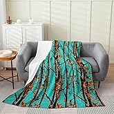 Erosebridal Teal Camouflage Fleece Blanket for Kids Teens Adults,Retro Camo Throw Blanket 40x50 Inch Sofa Bed Decor,Rustic Woodland Hunting Bed Blanket,Country Farmhouse Flannel Blanket