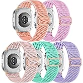 Adorve 5 Pack Stretchy Bands Compatible with Samsung Galaxy Watch 8 Bands 40mm 44mm, Galaxy Watch 8 Classic Band 46mm, Soft Elastic Nylon Fabric No Gap One Click Sport Replacement Strap for Men Women