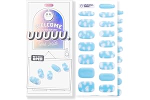UUUUU. Semi Cured Gel Nail Strips - [Puffy Cloud] , UV Nail Stickers Compatible With All Nail Lamps, U-Curve for Perfect Fit, Includes 2 Prep Pads, Nail File, and Wood Stick